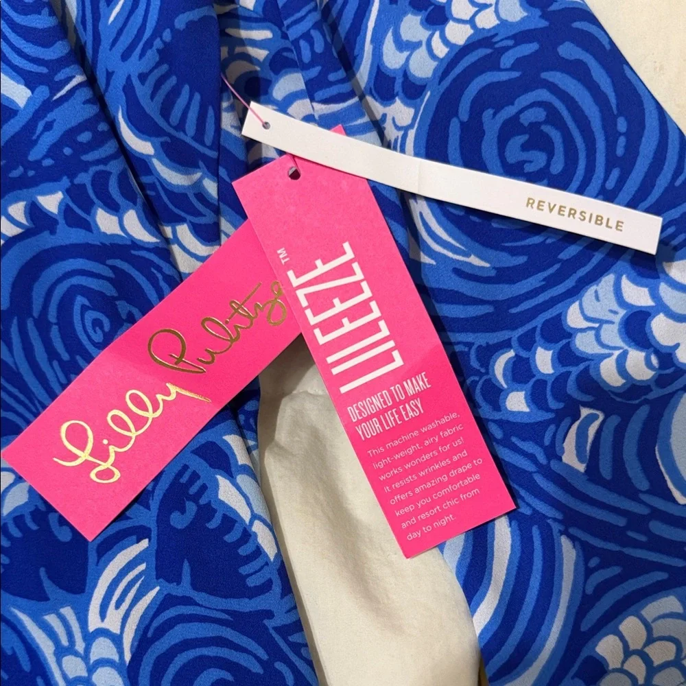 Lilly Pulitzer Blue & White Offishal Print Reversible Blouse NEW XL - Picture 2 of 14